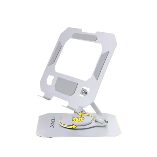 DENX Adjustable Tablet Stand – 360° Rotatable, Foldable, Anti-Slip Desktop Holder, Black
