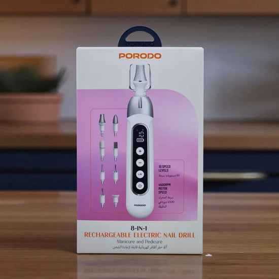 Porodo 8-in-1 Electric Nail Drill – Rechargeable Nail Care & Manicure Tool