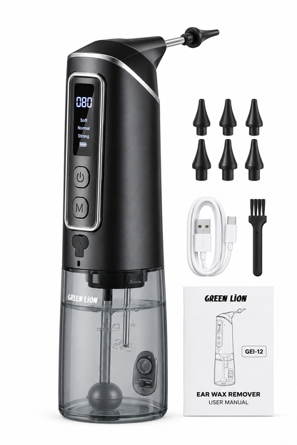 Green Lion Ear Wax Remover 200ml Water-Powered Ear Cleaner with 3 Cleaning Modes