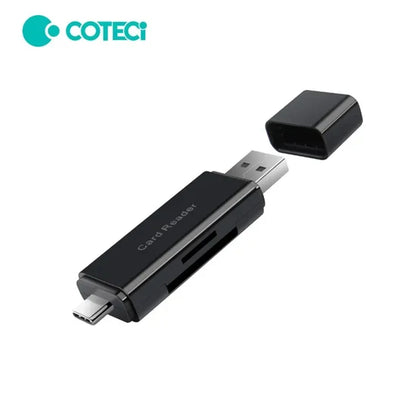 Coteetci 2-in-1 USB & Type-C Card Reader – Fast Data Transfer Memory Card Reader High-Speed Data