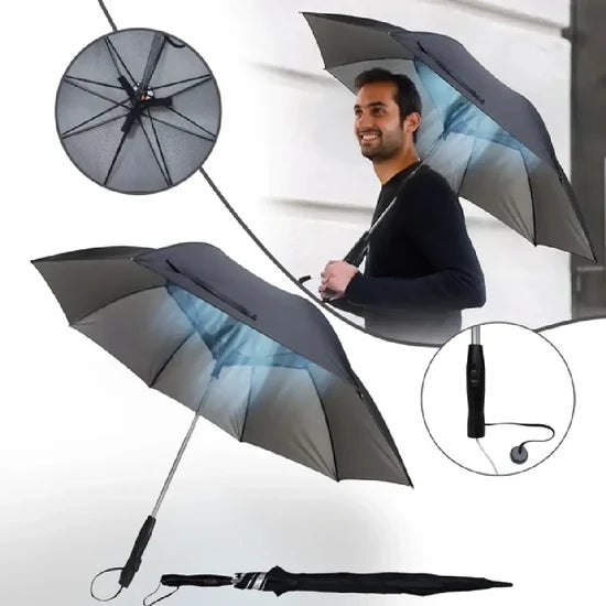 Sun Umbrella with USB Rechargeable Cooling Fan UPF 50+ Outdoor Travel
مظلة شمسية UPF 50+ مع مروحة تبريد كهربائية قابلة لإعادة الشحن عبر USB