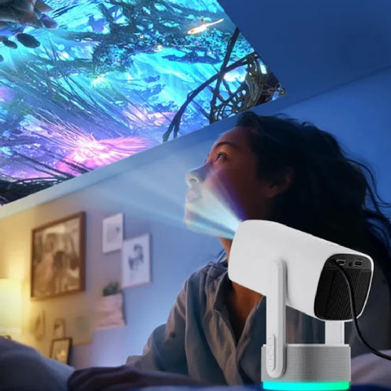 Pan & Tilt Smart Projector – 4K Ultra HD Support, 5GHz WiFi, Built-In 10W Powerful Speaker