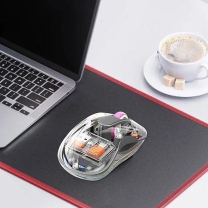 Coteci Dual Receiver Wireless Mouse – Transparent Crystal Finish, Ergonomic & Portable