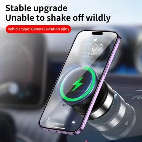 CZ18 360° Rotating Magnetic Phone Holder Stand with 15W Wireless Charger – Convenient Multi-Angle Use