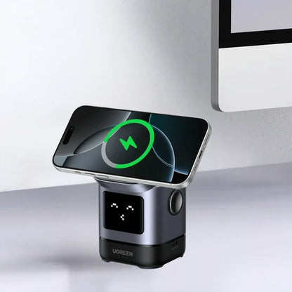 UGREEN Qi2 2-in-1 wireless charger with 15W fast charging and USB-C in black
شاحن UGREEN اللاسلكي Qi2 2 في 1 بقدرة 15 واط مع USB-C باللون الأسود