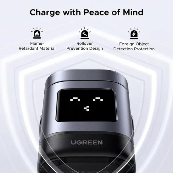 UGREEN Qi2 2-in-1 Wireless Charger – 15W Fast Charging, USB-C, Dual-Device Charging Stand for Smartphone & Wireless Earbuds, Black