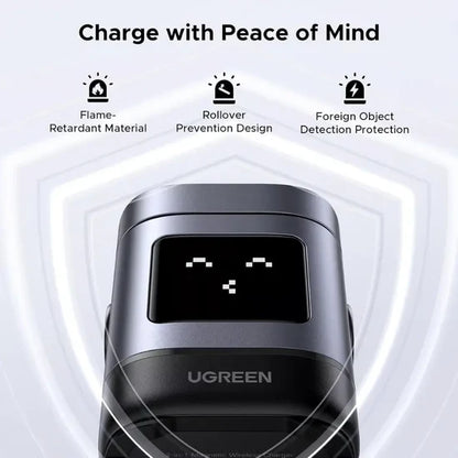 UGREEN Qi2 2-in-1 Wireless Charger – 15W Fast Charging, USB-C, Dual-Device Charging Stand for Smartphone & Wireless Earbuds, Black