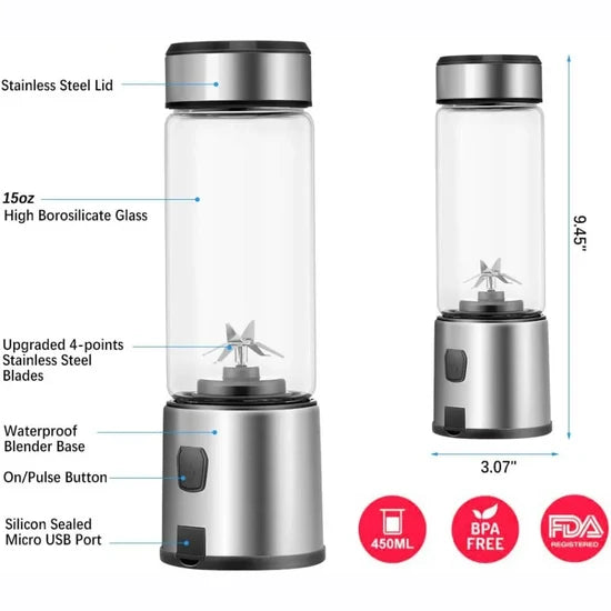 Portable Blender 450mL – USB Rechargeable Personal Smoothie