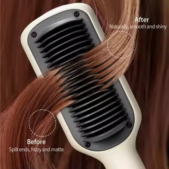 Rapid-Heat Hair Straightener Brush KD680 – Ceramic Heating Hair Smoothing &Anti-Scald Protection
