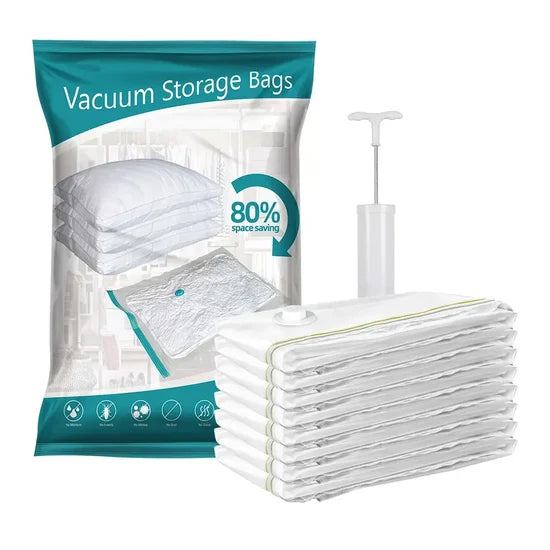 SpaceSaver 5-layer vacuum storage bags for clothes and bedding with up to 80% space saving
أكياس تخزين SpaceSaver مفرغة من الهواء بخمس طبقات لتوفير حتى 80% من المساحة للملابس والمفروشات