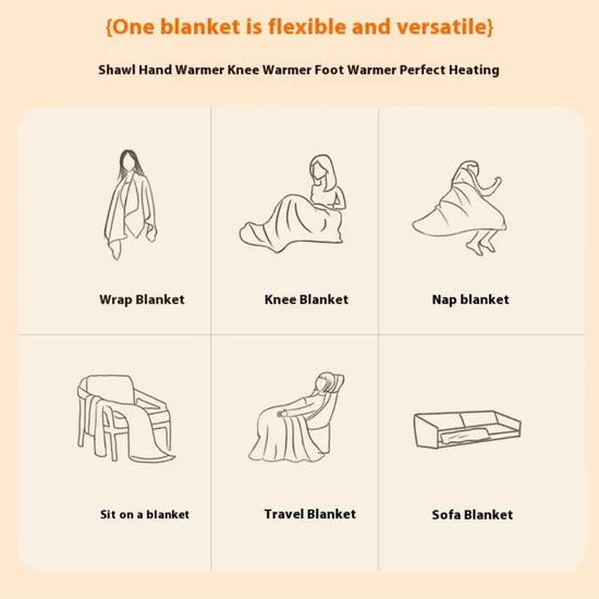 USB Electric Heating Blanket Shawl – Portable Warmth with Temperature Control