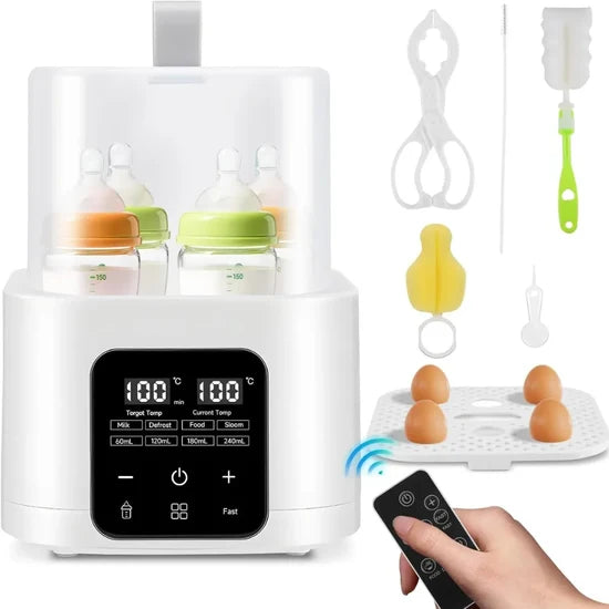 6-in-1 baby bottle warmer and steriliser with fast heating and LCD temperature control
جهاز تسخين وتعقيم رضاعات الأطفال 6 في 1 مع تسخين سريع وشاشة تحكم LCD بدرجة الحرارة