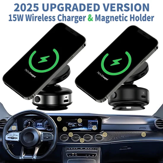 CZ18 360° Rotating Magnetic Phone Holder Stand with 15W Wireless Charger – Convenient Multi-Angle Use