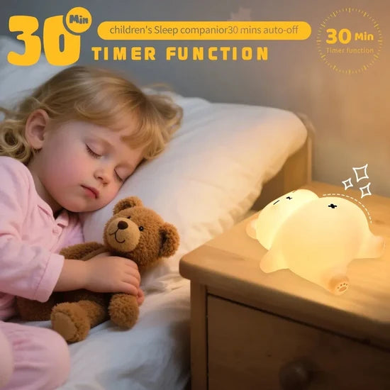 Sleepy Snoring Bear Night Light with Realistic Sleeping Movement & 3-Level Adjustable Brightness