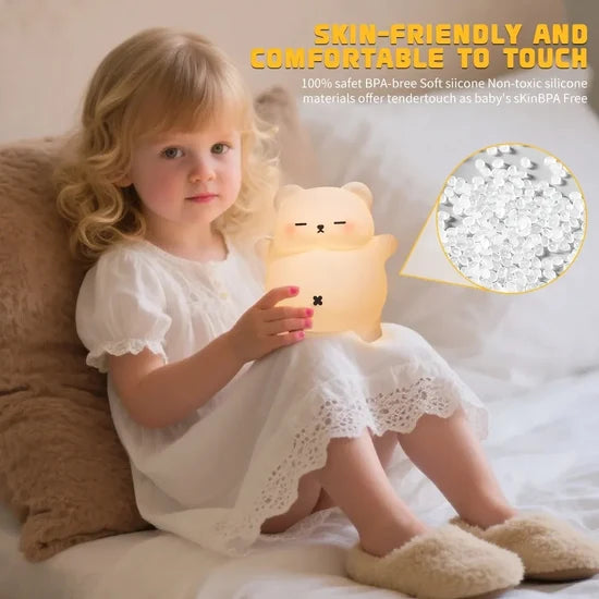 Sleepy Snoring Bear Night Light with Realistic Sleeping Movement & 3-Level Adjustable Brightness
