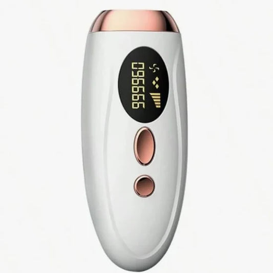 White IPL hair removal device with 999,999 flashes and 5 adjustable intensity levels
جهاز إزالة الشعر IPL باللون الأبيض مع 999,999 ومضة و5 مستويات شدة قابلة للتعديل
