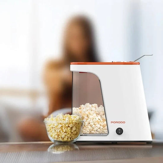 Porodo 1200W oil-free hot air popcorn maker with 60g capacity for fast popcorn preparation
ماكينة فشار Porodo بقدرة 1200 واط تعمل بالهواء الساخن بدون زيت بسعة 60 غرام لتحضير الفشار بسرعة