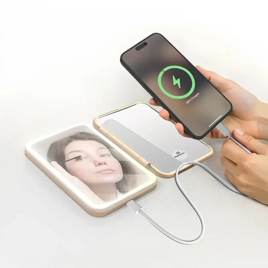 Porodo 5000mAh Power Bank Makeup Mirror with LED Light 1X 5X Magnification
مرآة مكياج Porodo مع باور بانك 5000 مللي أمبير وإضاءة LED وتكبير 1X و5X