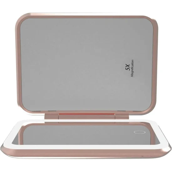 Porodo Power Bank Makeup Mirror 5000mAh – LED Light with 1X/5X