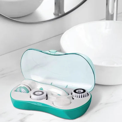 Porodo 4-in-1 Facial Cleansing Brush – 2-Speed, 360° Rotation, Deep Cleansing, White