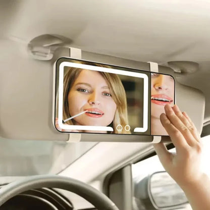 Porodo LED Lighted Car Makeup Mirror – 3 Lighting Modes, Adjustable Brightness