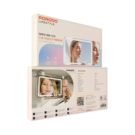 Porodo rechargeable LED car makeup mirror with adjustable brightness and 3 lighting modes
مرآة مكياج للسيارة Porodo بإضاءة LED قابلة لإعادة الشحن و3 أوضاع للسطوع
