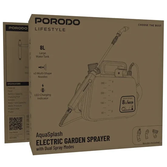 Porodo Aqua Splash Electric Garden Sprayer 8L