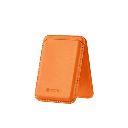OTECi Magnetic Card Holder Stand for Smartphones – Orange, Slim Foldable Phone Wallet & Adjustable Kickstand for Cards