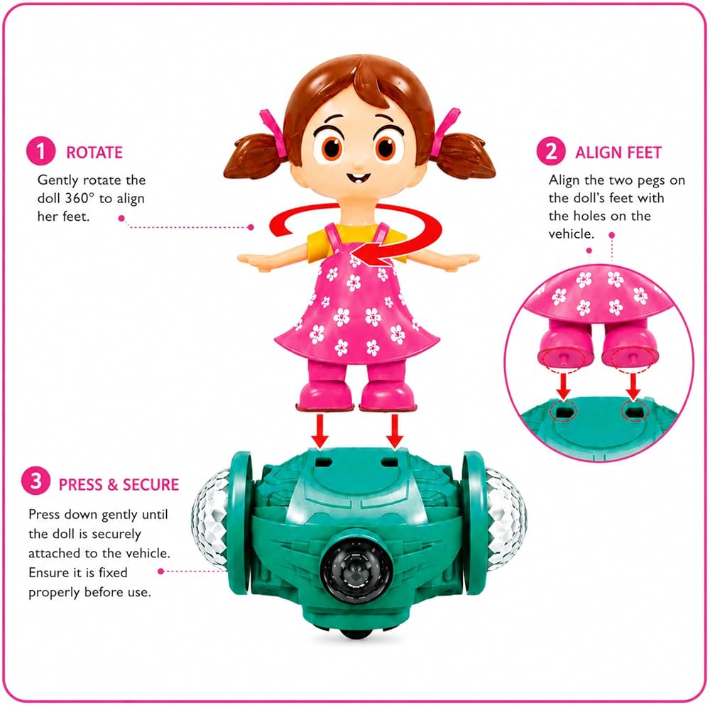 Dancing Girl Toy with Lights & Music for Kids | 360° Rotating Musical Dancing Doll