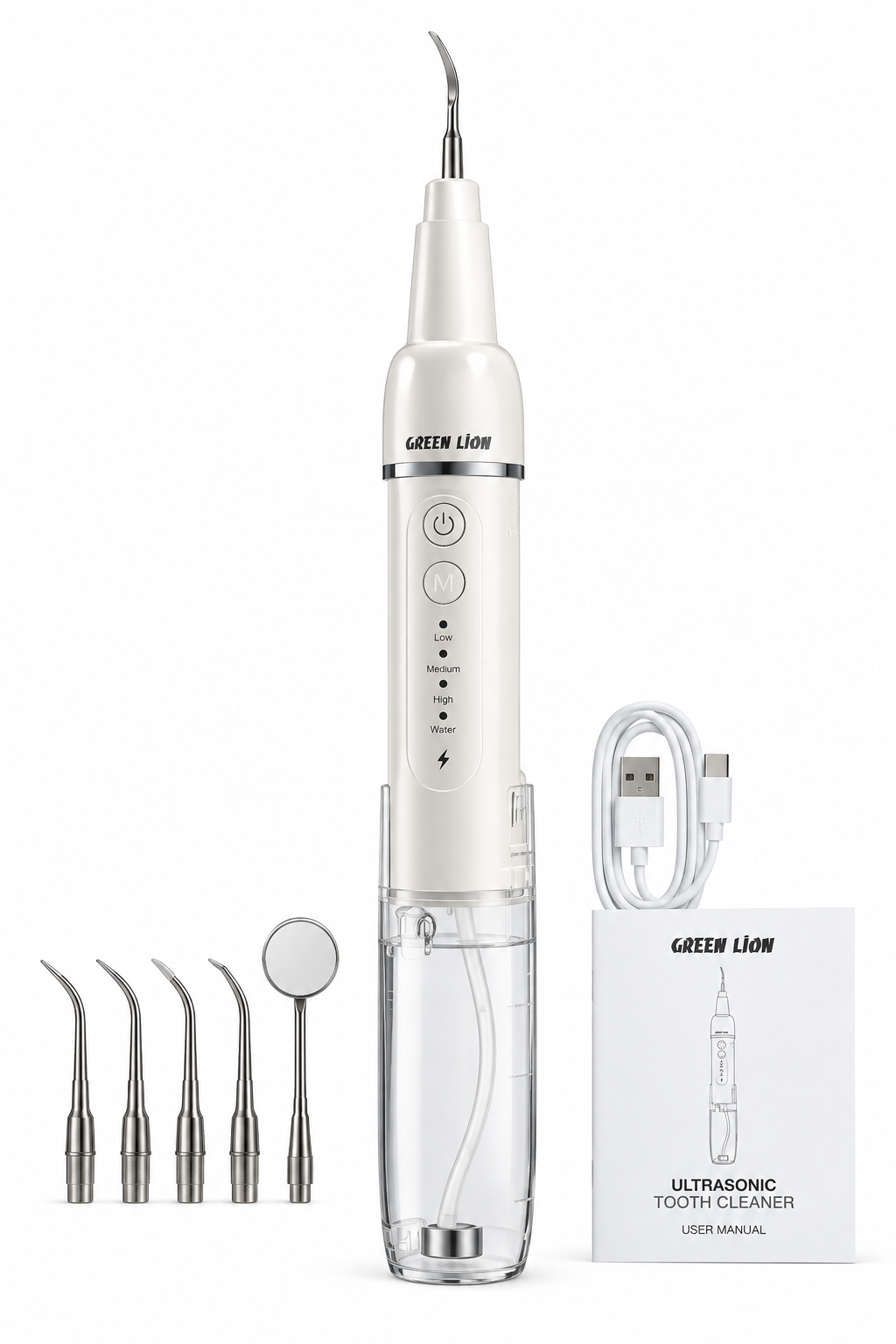 Green Lion Ultrasonic Tooth Cleaner 80ml 36kHz with 3 Cleaning Modes