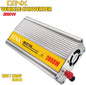 DENX DX129 2000W car power inverter, 12V DC to 220V AC Pure Sine Wave converter with USB charging, digital display and cooling fan.
محول كهرباء السيارة DENX DX129 بقدرة 2000 واط لتحويل 12V DC إلى 220V AC، موجة جيبية نقية، منفذ USB، شاشة رقمية ومروحة تبريد.