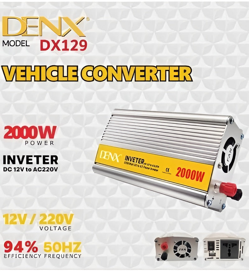 DENX Car Power Inverter DX129 2000W – 12V DC to 220V AC Pure Sine Wave Inverter