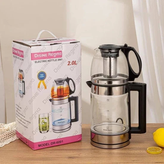 Regina DR-6001 2-in-1 electric kettle for hot water tea and coffee
غلاية كهربائية Regina DR-6001 2 في 1 لغلي الماء الساخن وتحضير الشاي والقهوة.