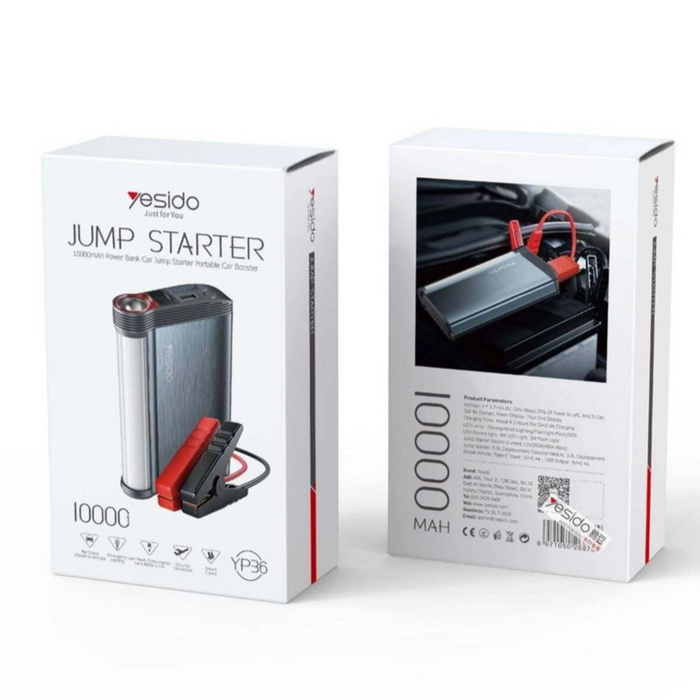 Yesido 10000mAh car jump starter power bank for vehicle battery emergencies
جهاز تشغيل بطارية السيارة Yesido بسعة 10000 مللي أمبير مع باور بانك محمول لحالات الطوارئ وشحن الأجهزة.
