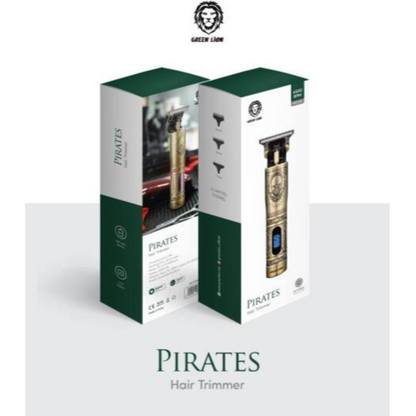 Green Lion Pirates Hair Trimmer 600mAh 6500RPM – Gold | Cordless Rechargeable Precision Beard, Hair & Body Grooming Trimmer