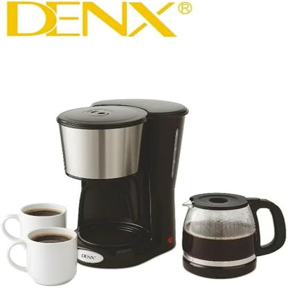 DENX DX3415 900W electric coffee maker with 1.5L capacity and 12-cup brewing capacity for home and office use.
ماكينة قهوة كهربائية DENX DX3415 بقدرة 900 واط وسعة 1.5 لتر لتحضير ما يصل إلى 12 كوباً للاستخدام المنزلي والمكتبي.