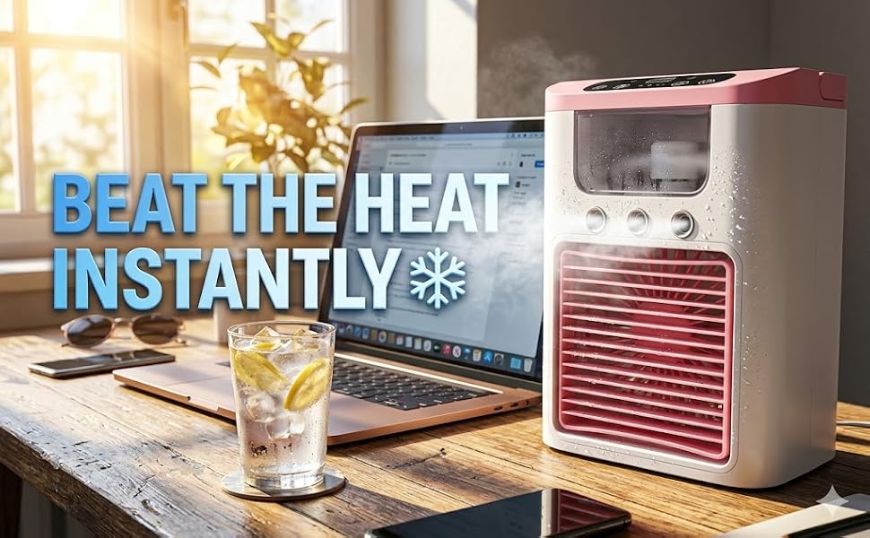 K918 Portable Air Cooling Fan with Mist Spray & LED Light