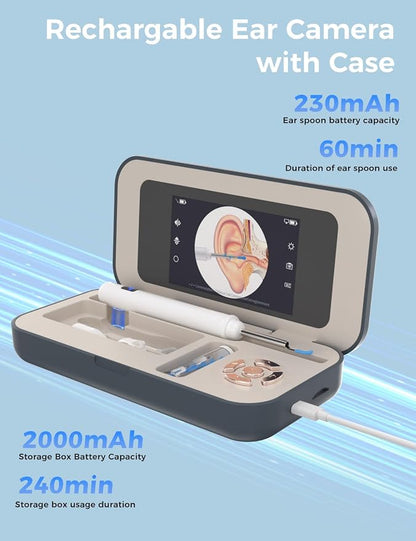 Ear Wax Removal Tool Camera with Screen, 1080P HD Ear Cleaner with Camera