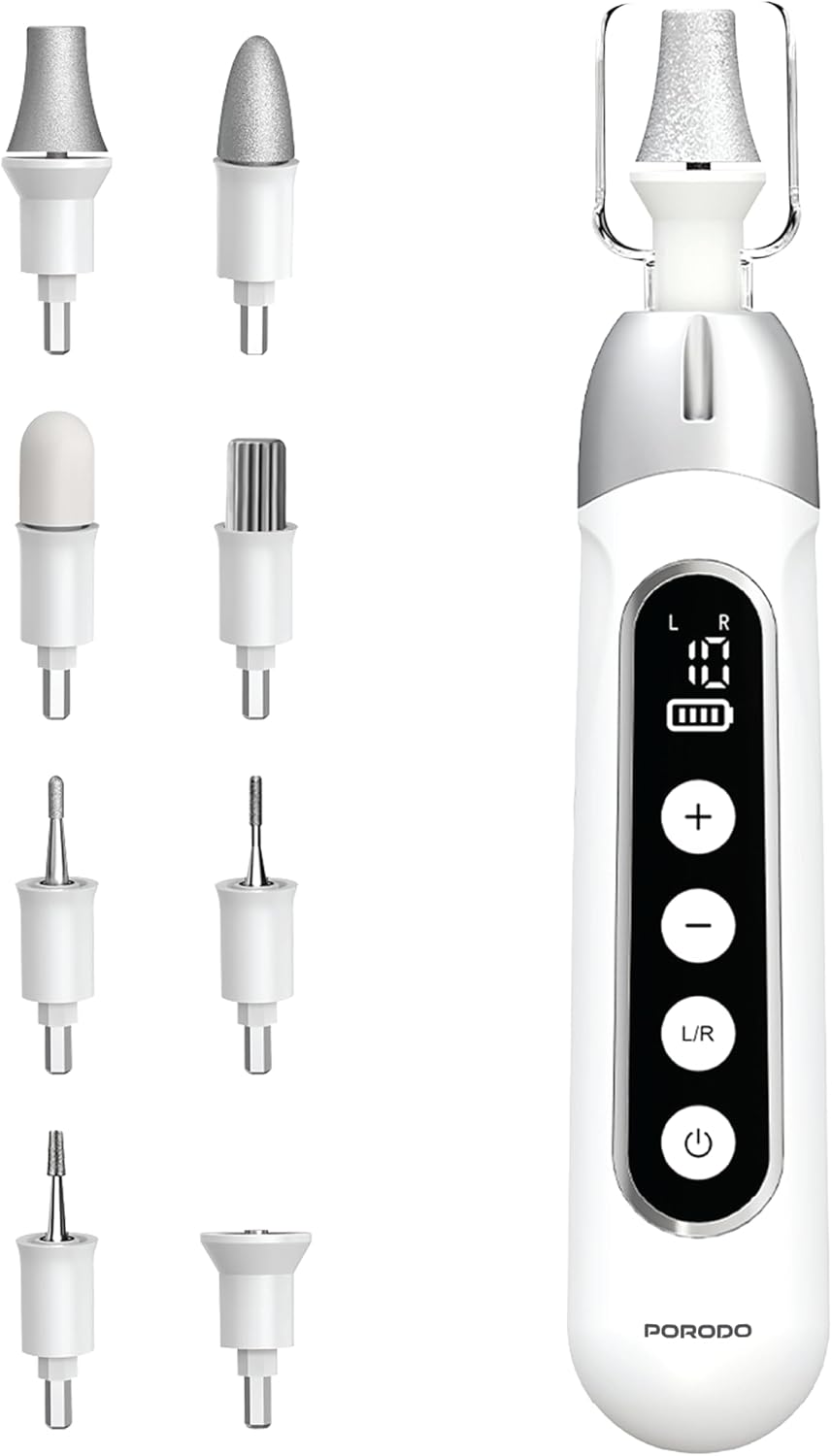 Porodo 8-in-1 Rechargeable Electric Nail Drill – 10-Speed Levels, 3H Working Time, 4500RPM Motor