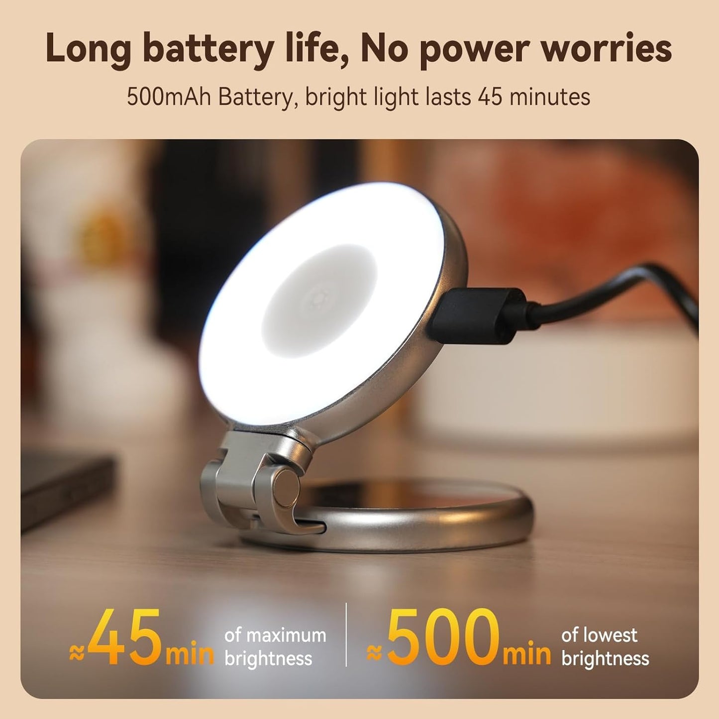 TELESIN Magnetic Selfie Light for MagSafe iPhone – 360° LED Ring Fill Light with Sticky Ring, Portable Phone Light