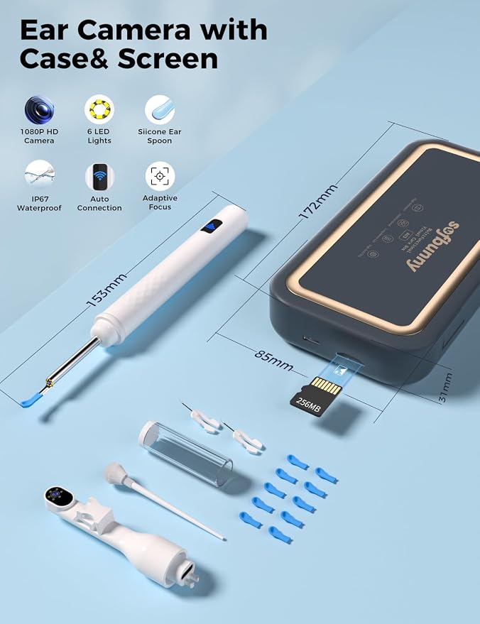 Ear Wax Removal Tool Camera with Screen, 1080P HD Ear Cleaner with Camera