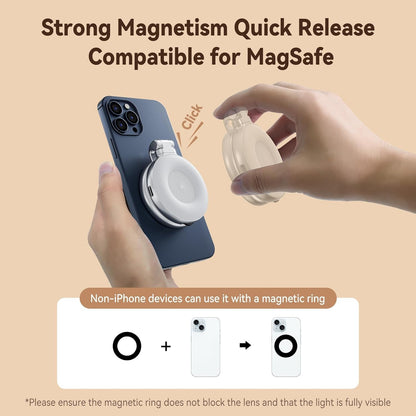 TELESIN Magnetic Selfie Light for MagSafe iPhone – 360° LED Ring Fill Light with Sticky Ring, Portable Phone Light