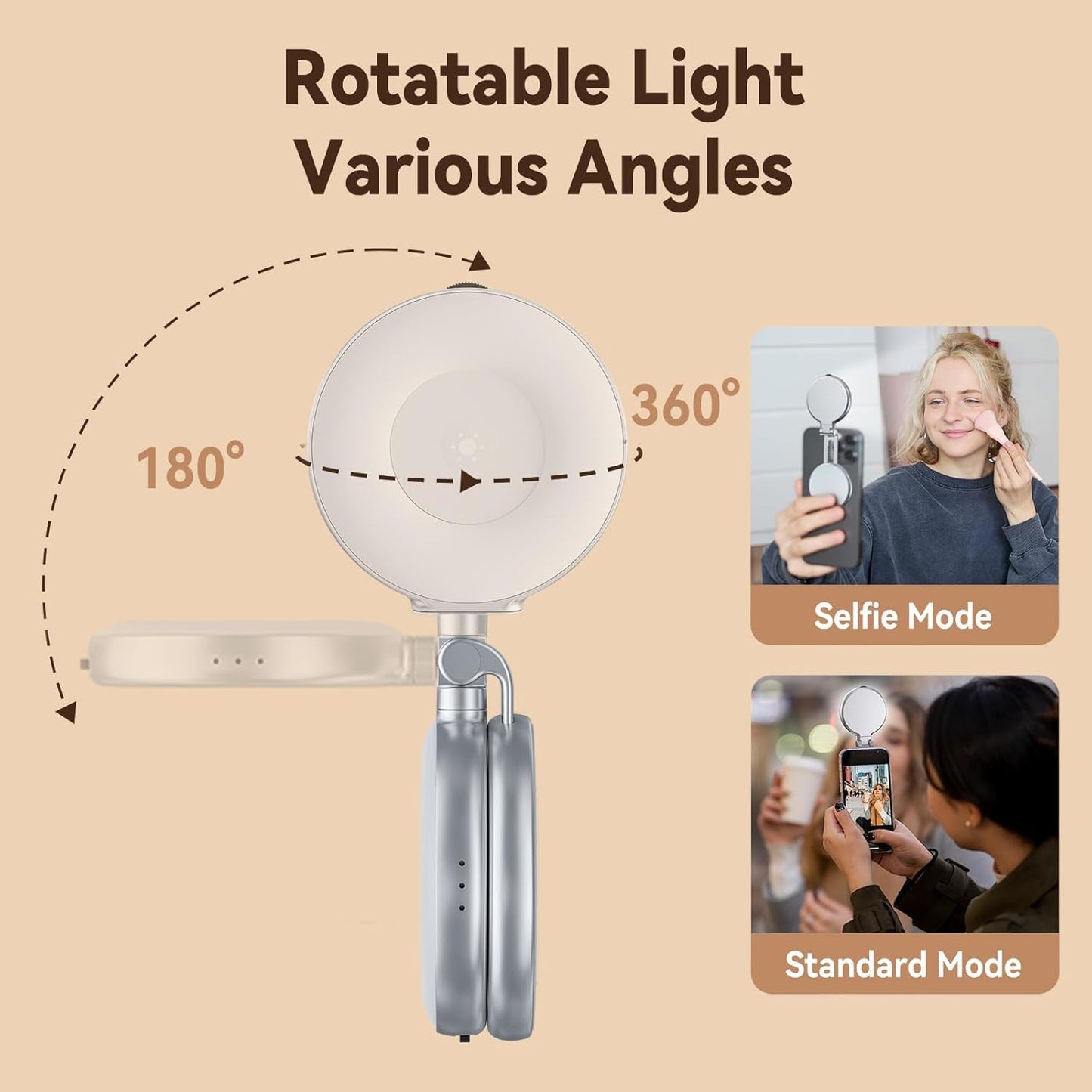 TELESIN Magnetic Selfie Light for MagSafe iPhone – 360° LED Ring Fill Light with Sticky Ring, Portable Phone Light