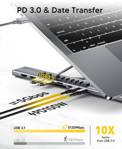 Multi-Functional Laptop Stand with USB-C Hub – Adjustable Ergonomic Foldable Laptop