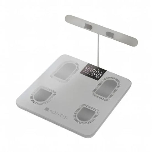 Admos Eight smart body fat scale with electrode sensors and Bluetooth connectivity in white
ميزان Admos Eight الذكي لقياس دهون الجسم مع مستشعرات كهربائية واتصال Bluetooth باللون الأبيض