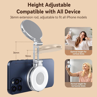 TELESIN Magnetic Selfie Light for MagSafe iPhone – 360° LED Ring Fill Light with Sticky Ring, Portable Phone Light