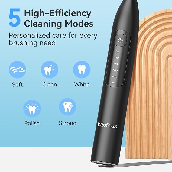 H2ofloss 2-in-1 Water Flosser & Electric Toothbrush -BPA-Free – Black