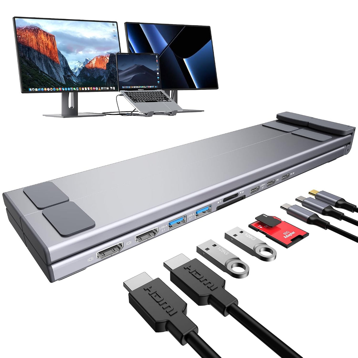 Multi-Functional Laptop Stand with USB-C Hub – Adjustable Ergonomic Foldable Laptop