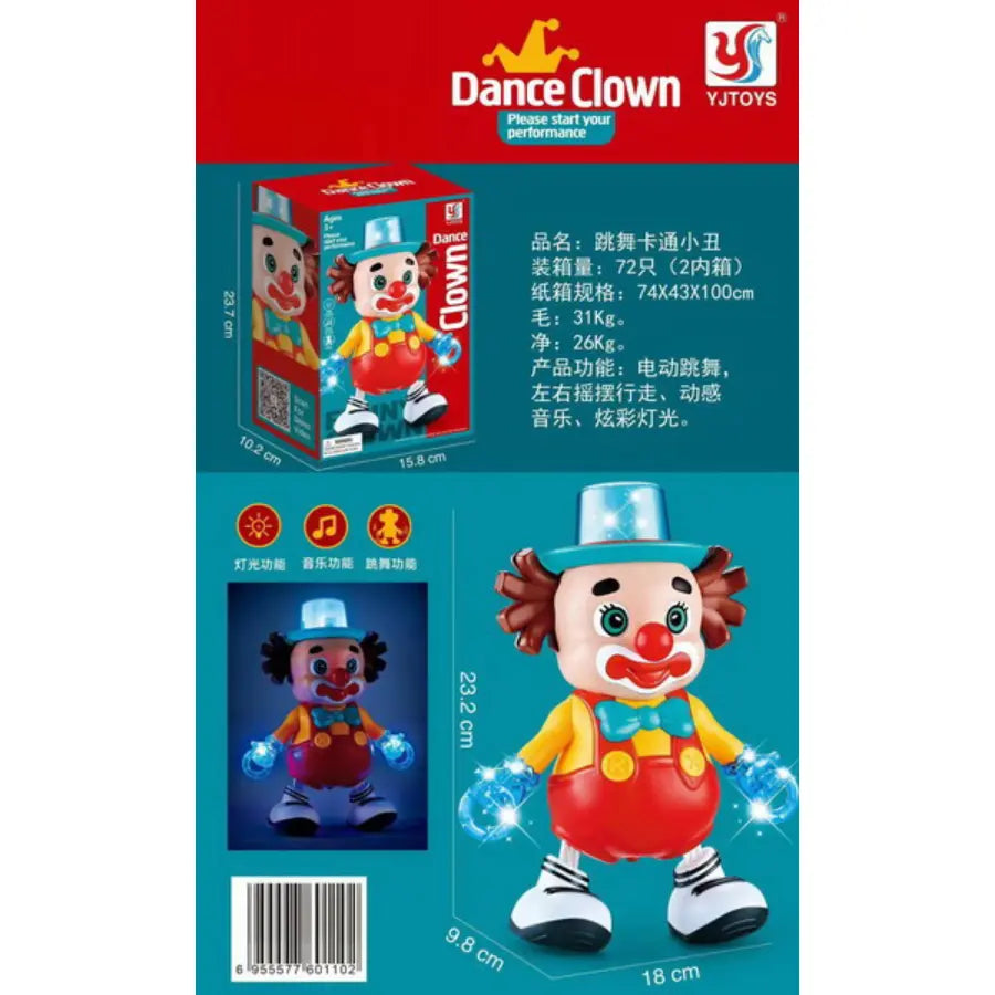 Dancing Clown Toy for Kids, Interactive Musical Dancing Toy with Fun Movements and Colorful Design
لعبة المهرج الراقص للأطفال، لعبة موسيقية تفاعلية بحركات ممتعة وتصميم ملون