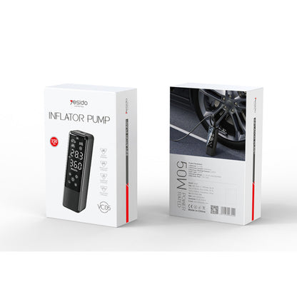 Yesido VC05 wireless car air compressor with digital display, 4000mAh battery and 100LM LED light for portable tire inflation
مضخة هواء للسيارة Yesido VC05 لاسلكية بشاشة رقمية وبطارية 4000mAh وإضاءة LED بقوة 100 لومن لنفخ الإطارات المحمولة